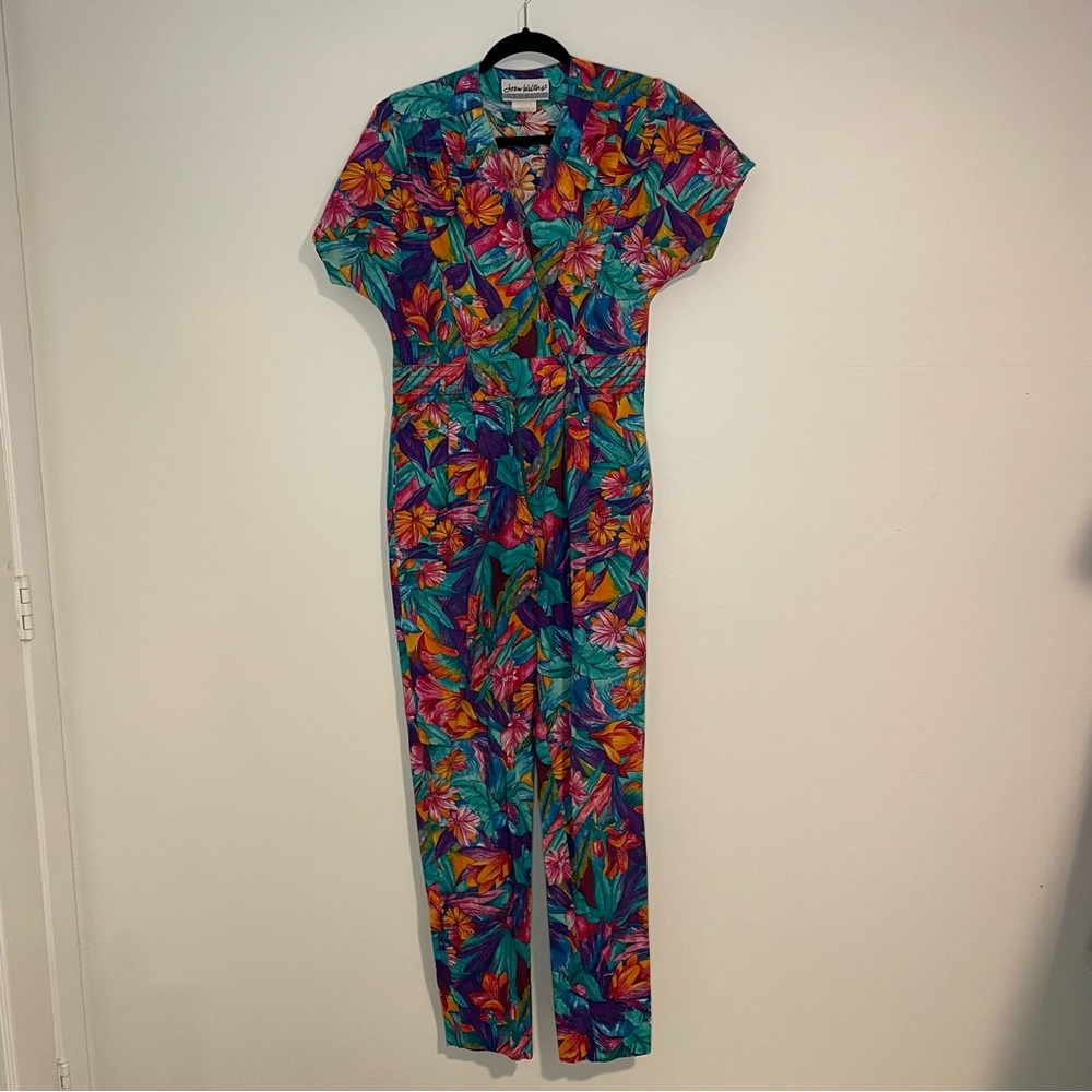 Vintage Joan Walters Tropical Floral Jumpsuit